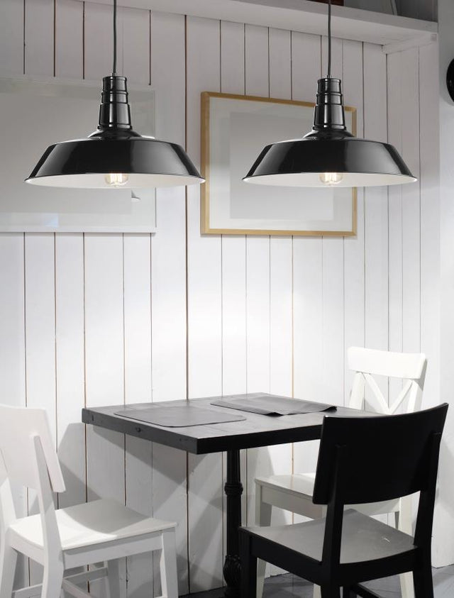 OSTERIA Shining Black Steel Outside Matt White Inside LED E27 1x12W Bulb Excluded D: 46 H1: 26 H2: 115 cm