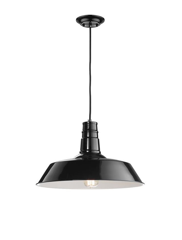 OSTERIA Shining Black Steel Outside Matt White Inside LED E27 1x12W Bulb Excluded D: 46 H1: 26 H2: 115 cm