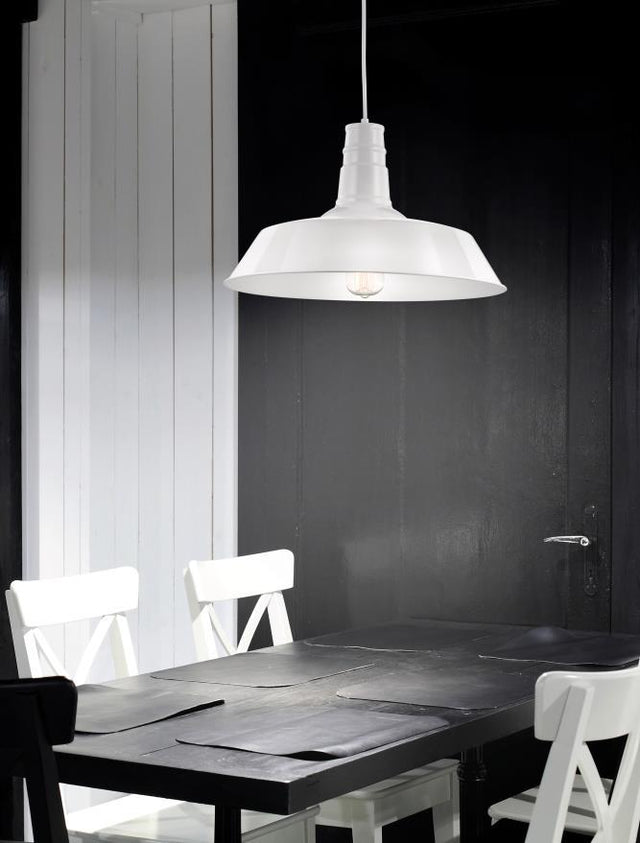 OSTERIA Shining White Steel Outside Matt White Inside LED E27 1x12W IP20 Bulb Excluded D: 46 H: 115 cm