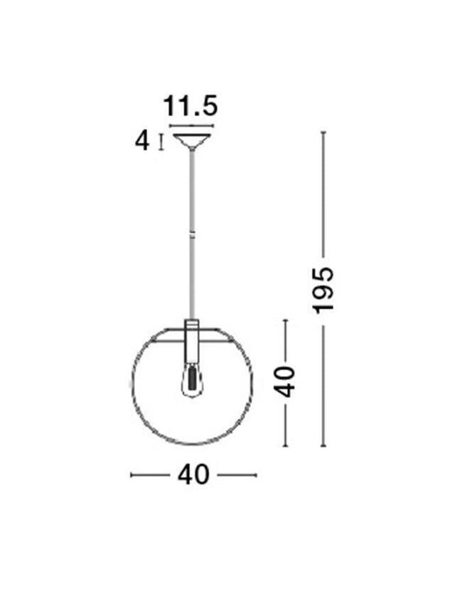 OVVIO Clear Glass & Black Metal Black Fabric Wire LED E27 1x12 Watt IP20 Bulb Excluded D:40 H1:40 H2:195 cm