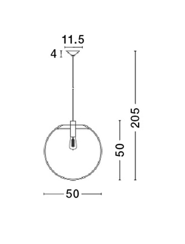 OVVIO Clear Glass & Black Metal Black Fabric Wire LED E27 1x12 Watt IP20 Bulb Excluded D:50 H1:50 H2:205 cm