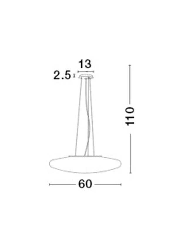 PRESSIONE Opal Glass Satin Metal Base Chrome Aluminium LED E27 4x12W IP20 Bulb Excluded D: 60 H: 110 cm