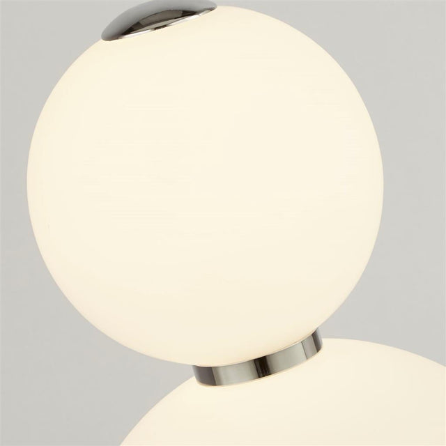 SNOWBALL 2LT TABLE LAMP, CHROME WITH OPAL GLASS SHADE