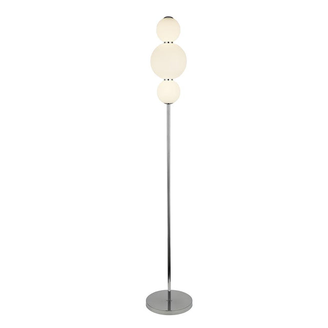 SNOWBALL 3LT FLOOR LAMP, CHROME WITH OPAL GLASS SHADE