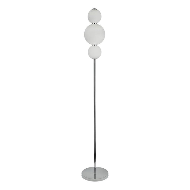 SNOWBALL 3LT FLOOR LAMP, CHROME WITH OPAL GLASS SHADE