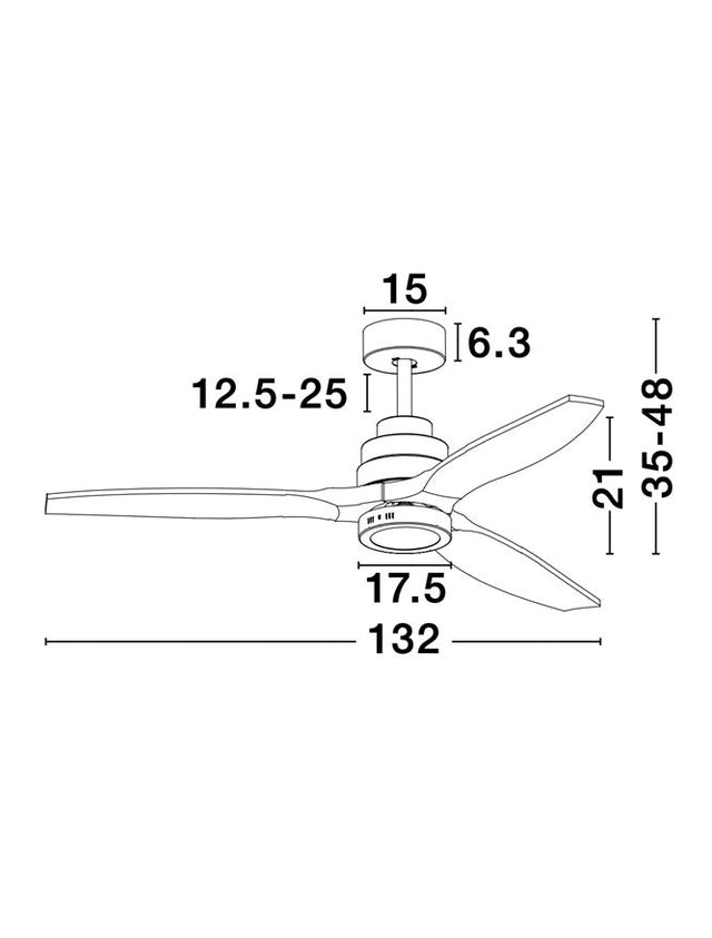 SABAL Fan Body Material Steel Matt Black&Glass 3ABS Wood Blades