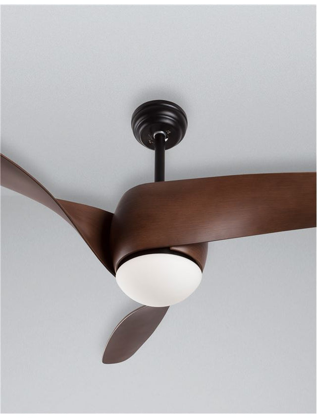 BREEZE Fan Body Material Steel Matt Black&Glass 3ABS Blades with Wood