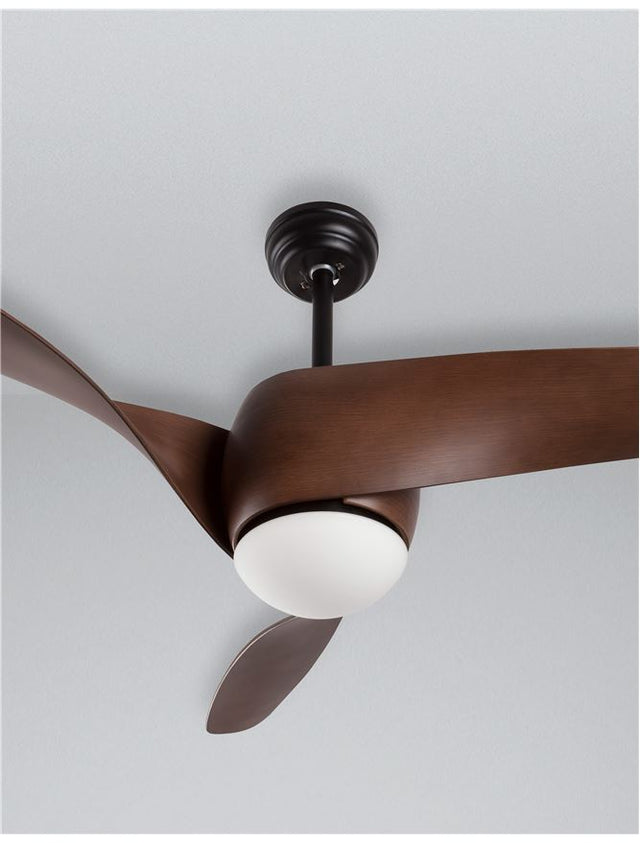 BREEZE Fan Body Material Steel Matt Black&Glass 3ABS Blades with Wood