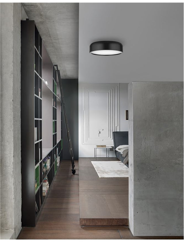 PERLETO Ceiling Light Out.Matt Black Steel-In.Matt White Steel LED E27 3x12W D:48 H:15cm