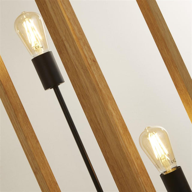 SQUARE WOVEN BAMBOO WOOD 2LT FLOOR LAMP