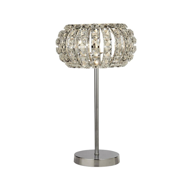 MARILYN 1LT CHROME TABLE LAMP WITH CRYSTAL GLASS AND CRYSTAL SAND DIFFUSER