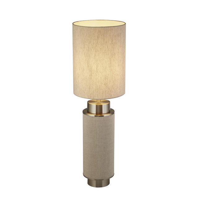 FLASK 1LT TABLE LAMP, NATURAL HESSIAN WITH SATIN NICKEL AND NATURAL SHADE