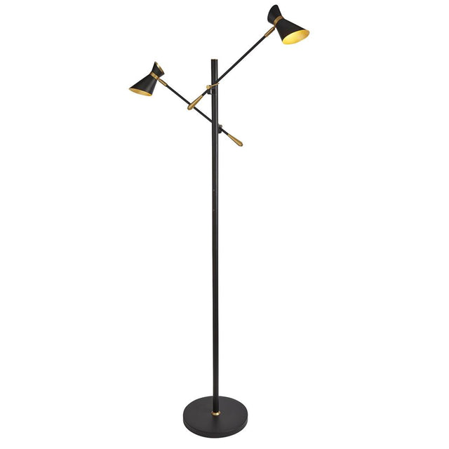 DIABLO 2LT LED FLOOR LAMP, MATT BLACK, CHROME & WHITE