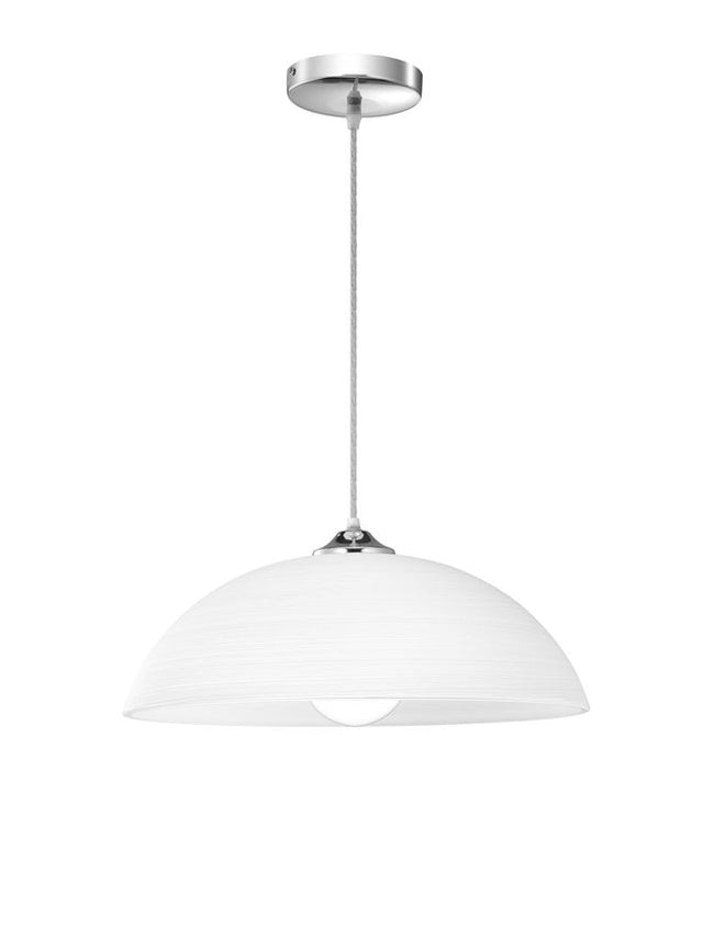 VINCA Pendant Light Chrome Metal White Wipe Technique Glass LED E27 1x12W D: 30 H1: 13 H2: 100 cm