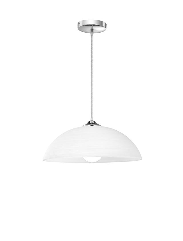 VINCA Pendant LightChrome Metal White Wipe Technique Glass LED E27 1x12W D: 40 H1: 13 H2: 100 cm