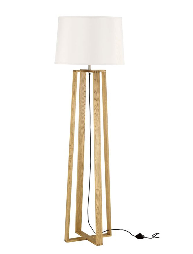 ALMA Natural Wood Sand White Shade Black Fabric Wire LED E27 1x12W Bulb Excluded L: 38 H1:34 H2:167 cm