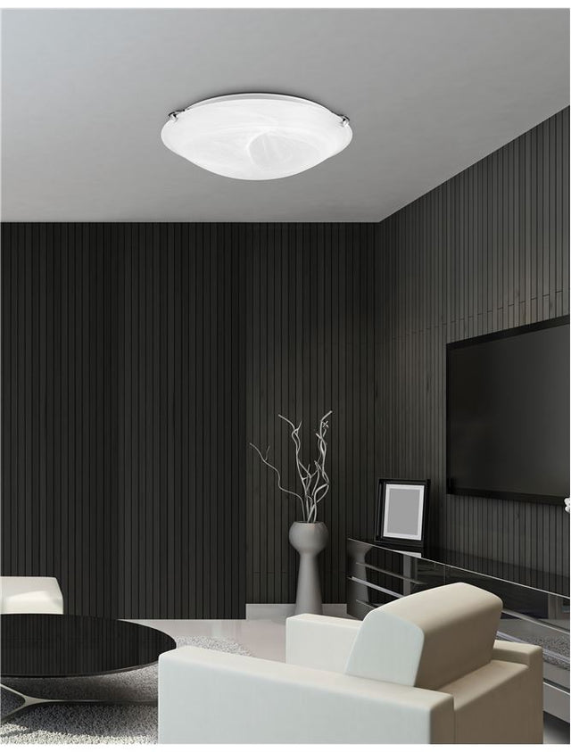 GIORNO Ceiling Light Alabaster Glass Chrome Metal LED E27 1x12W D:30 H:8cm