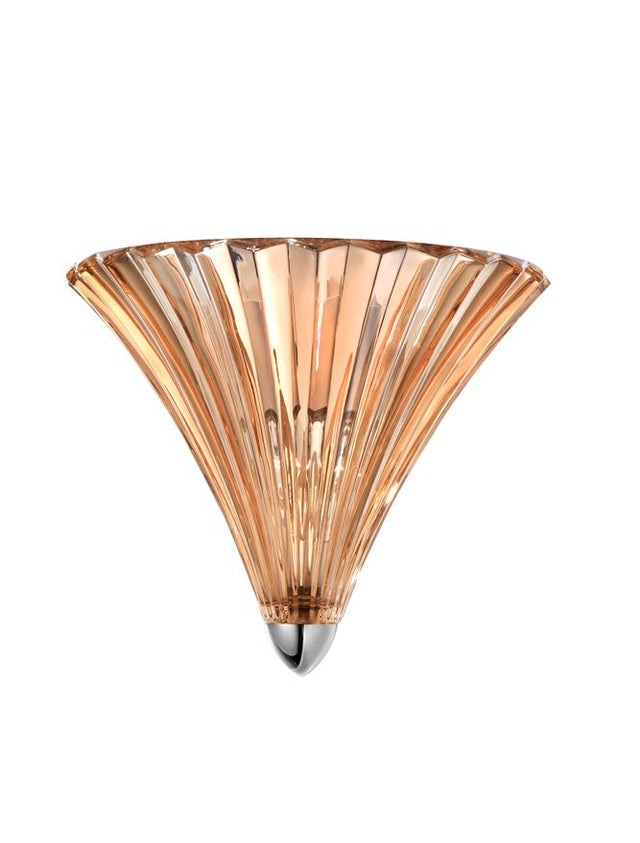 GUSCIO Chrome Metal & Amber Glass LED E14 1x5 Watt 230 Volt IP20 Bulb Excluded D: 25 W: 16 H: 20 cm