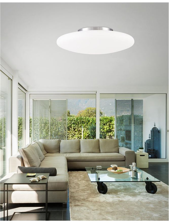 PRESSIONE Ceiling Light Opal Glass & Matt White Metal LED E27 5x12W D:60 H:18cm