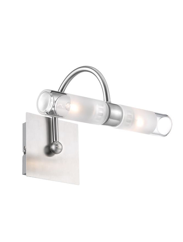 DRITTO Clear Glass Satin Nickel Metal LED G9 2x5 Watt 230 Volt IP44 Bulb Excluded L: 22 W: 12 H: 18 cm