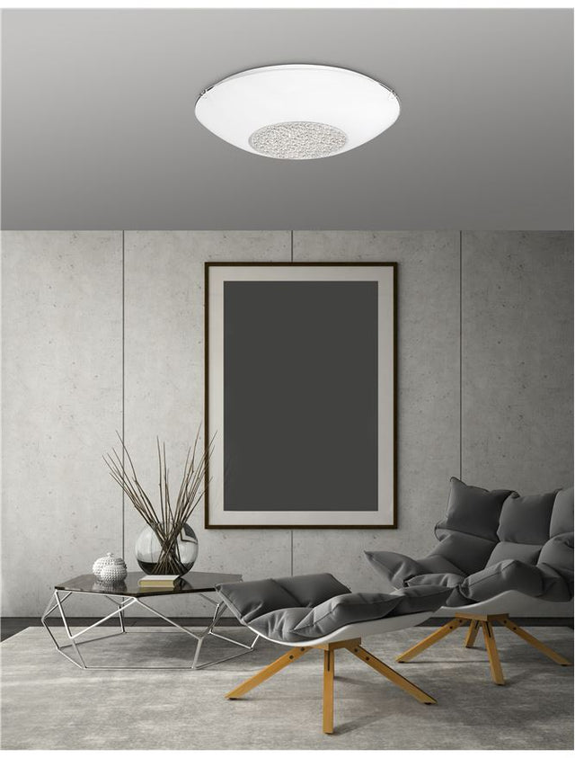 ERA Ceiling Light White Glass & Crystal Chrome Metal LED E27 4x12W D:50 H:12cm