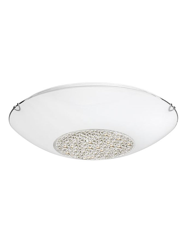 ERA Ceiling Light White Glass & Crystal Chrome Metal LED E27 3x12W D:40 H:9cm