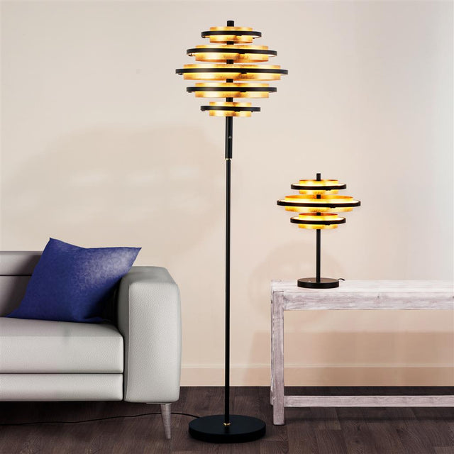 HIVE BLACK/GOLD LEAF 3LT LED TABLE LAMP