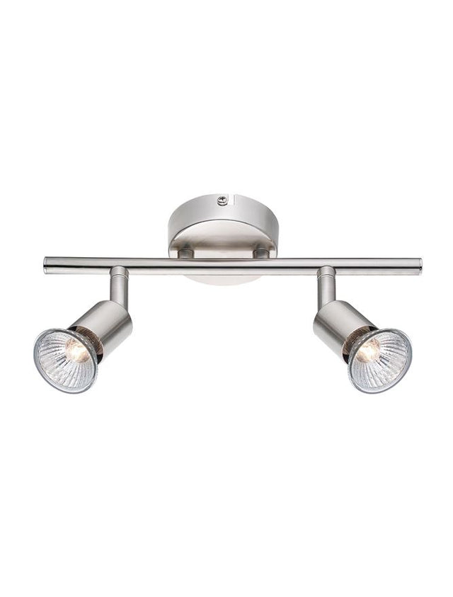 BASE Satin Nickel Metal LED GU10 2x5 Watt Watt IP20 Bulb Excluded L: 31 W: 8 H: 10.9 cm