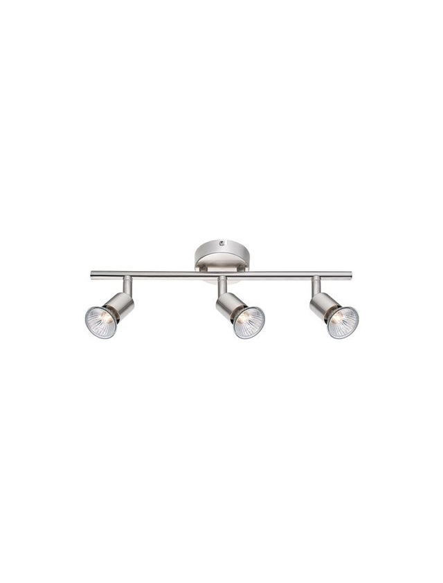 BASE Satin Nickel Metal LED GU10 3x5 Watt IP20 Bulb Excluded L: 49 W: 8 H: 10.9 cm