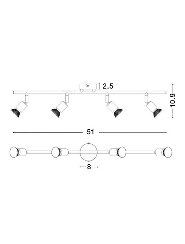 BASE Matt White Metal LED GU10 4x5 Watt IP20 Bulb Excluded L: 51 W: 8 H: 10.9 cm