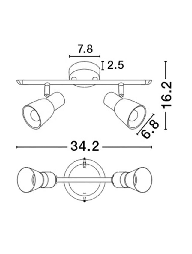 PUBLICO Opal Glass Satin Nickel Metal LED E14 2x5W IP20 Bulb Excluded L: 34.2 W: 7.8 H: 16.2 cm