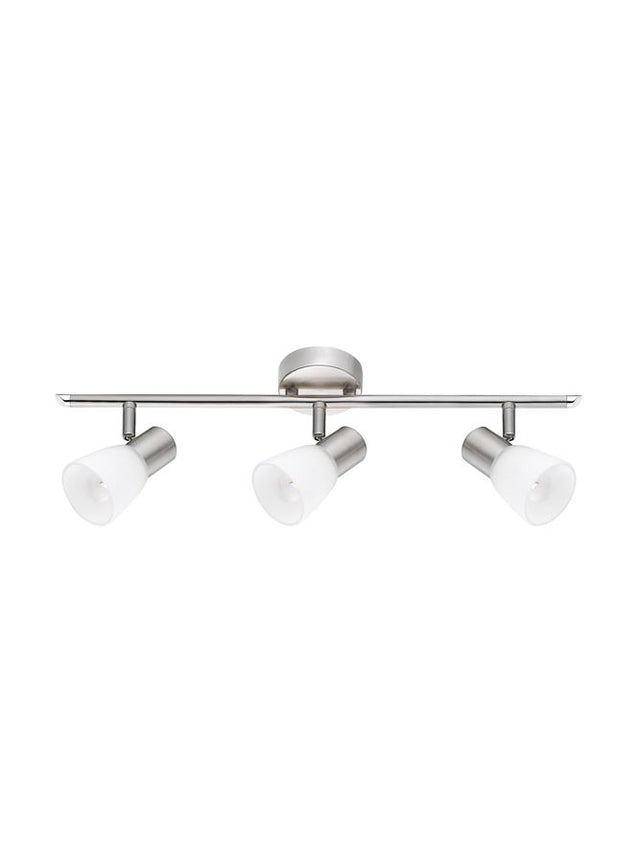 PUBLICO Opal Glass Satin Nickel Metal LED E14 3x5W IP20 Bulb Excluded L: 52 W: 7.8 H: 16.2 cm