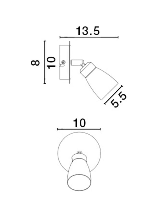 CONO White Aluminium LED GU10 1x10 Watt 230 Volt IP20 Bulb Excluded D: 8 W: 13.5 H: 15.7 cm