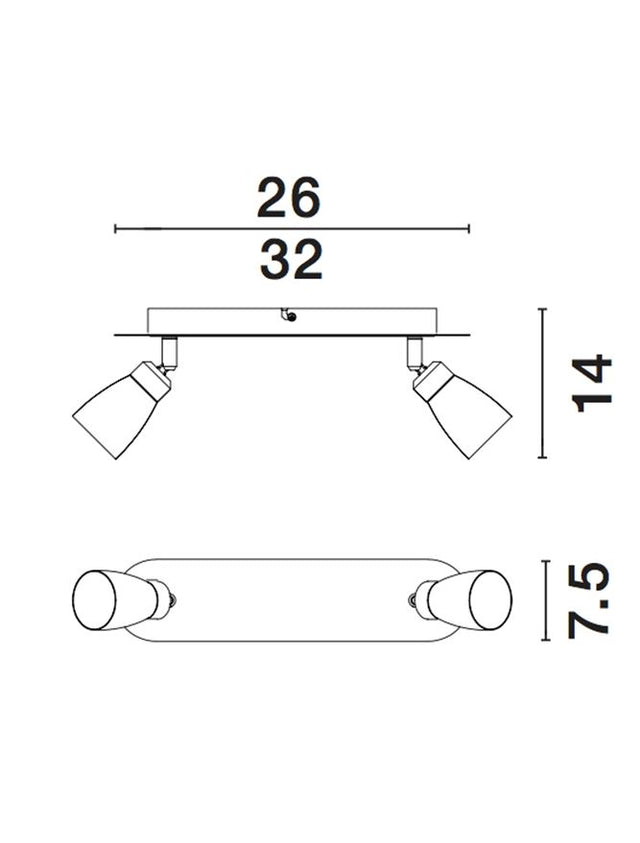 CONO Matt White Aluminium LED GU10 2x10W IP20 Bulb excluded L: 25.5 W: 8 H: 19 cm