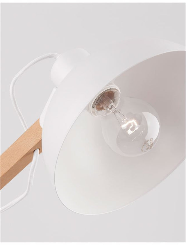 MUTANTI White Metal & Natural Wood LED E27 1x12 Watt 230 Volt IP20 Bulb Excluded D: 25 H: 170 cm