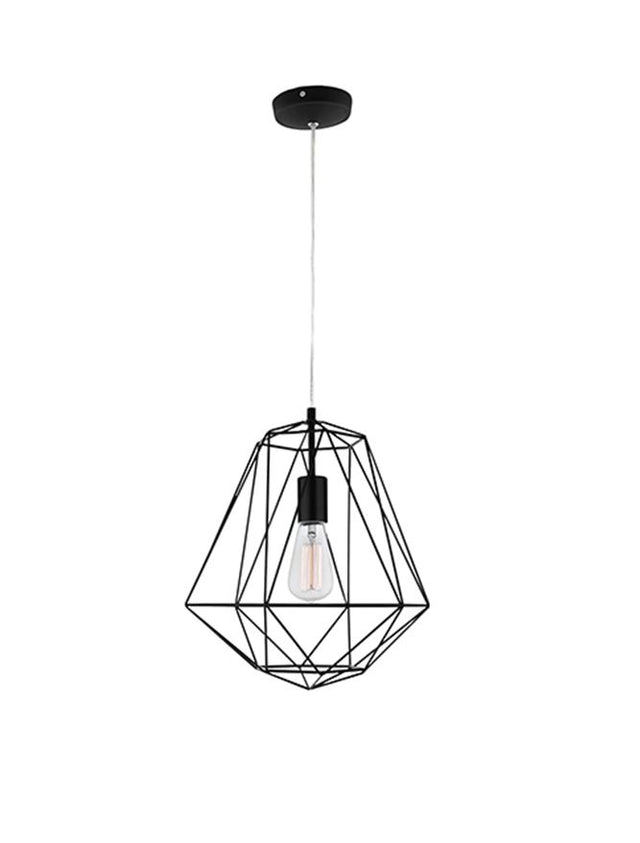 PIETRA Pendant Light Black Metal LED E27 1x12 Watt D:35 H1:38 H2:120cm