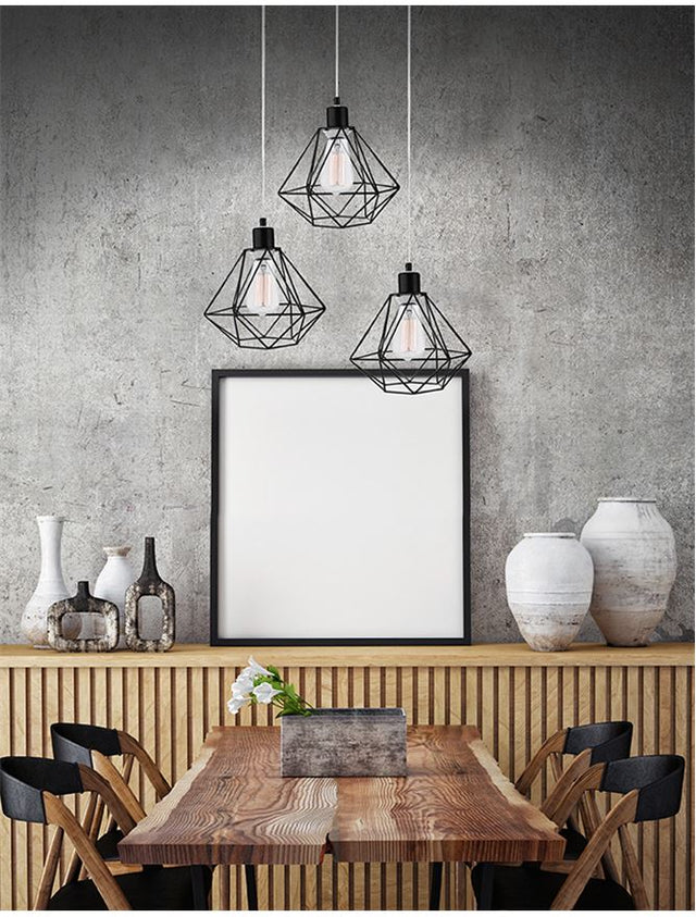 PIETRA Pendant Light Black Metal LED E27 3x12 W D:30 H:135cm