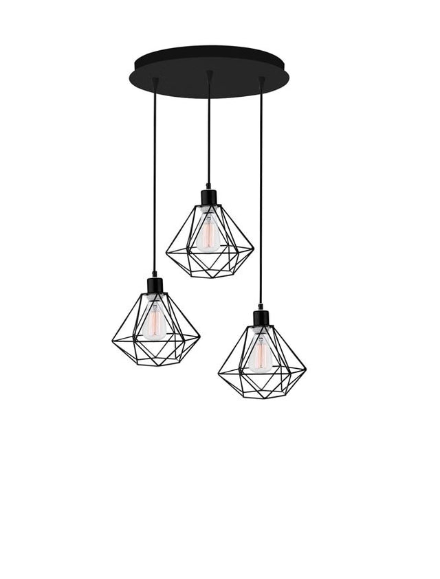 PIETRA Pendant Light Black Metal LED E27 3x12 W D:30 H:135cm