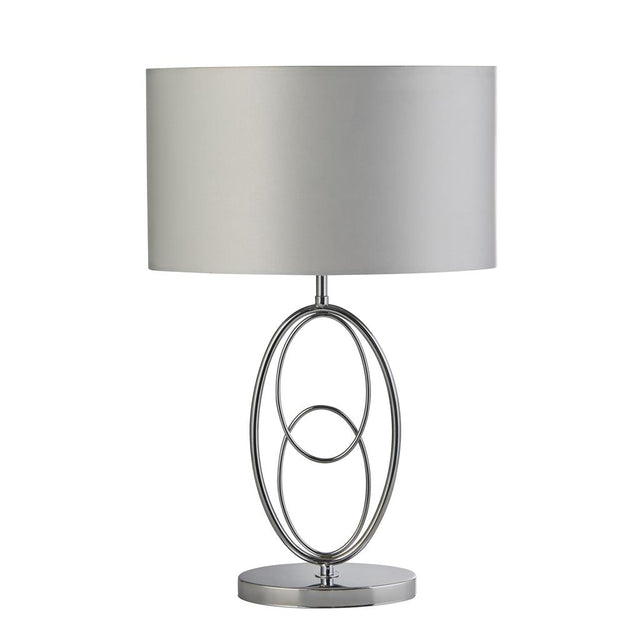 LOOPY 1LT TABLE LAMP, CHROME WITH WHITE SHADE