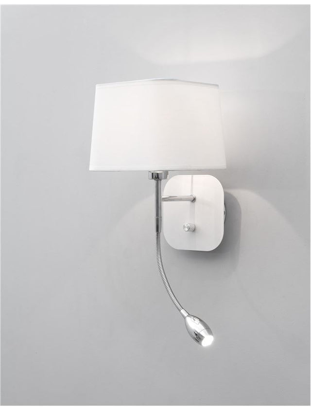 MONTATO Wall Light White Metal & White Fabric Lampshade LED 3Watt 3000K E27 1x40W L:18 W:23 H:44