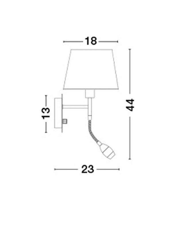 MONTATO Wall Light White Metal & White Fabric Lampshade LED 3Watt 3000K E27 1x40W L:18 W:23 H:44