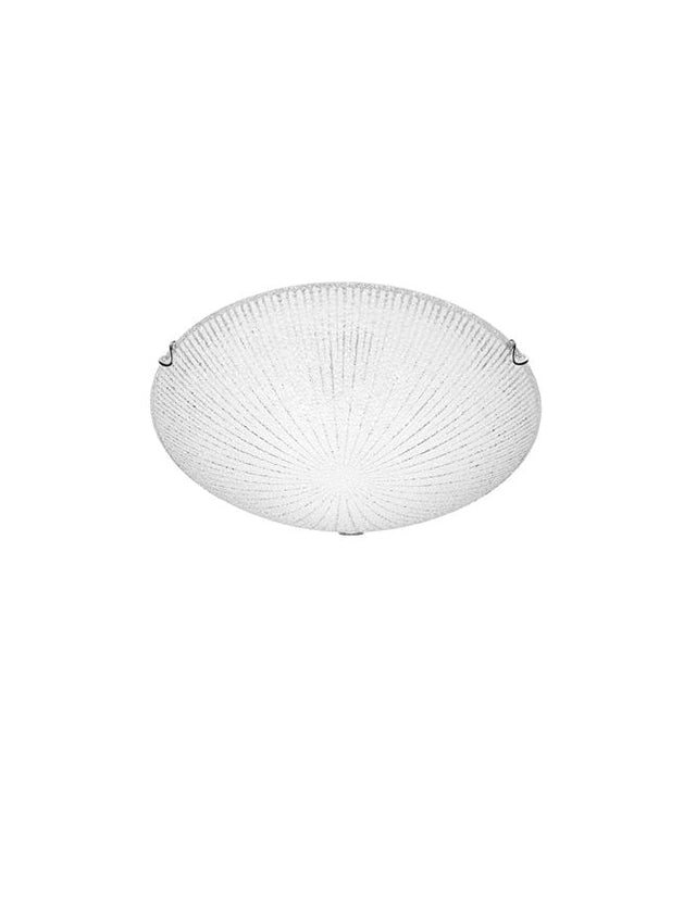 SHELL Ceiling Light White & Clear Structured Glass LED E27 2x12W D:30 H:8cm