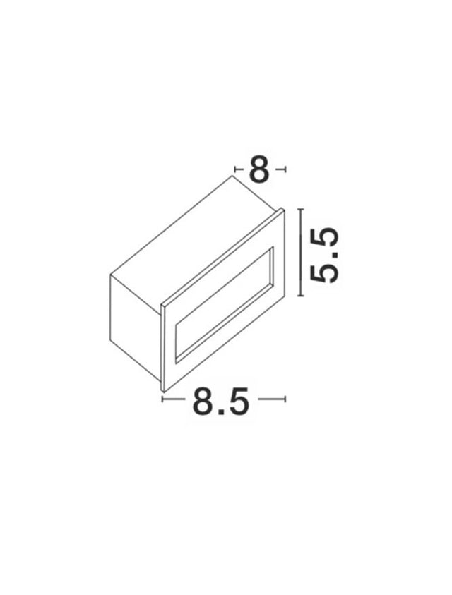 KRYPTON White Alum. LED 1.5 Watt 145Lm 3000K L:8.5 W:8 H:5.5cm Cut Out:8.1x4.2 cm IP54