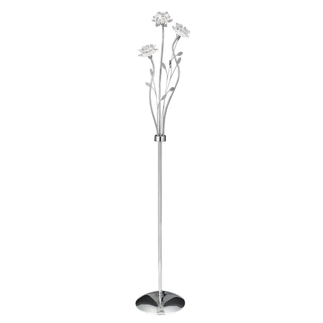 BELLIS - 3LT FLOOR LAMP, CHROME, CLEAR FLOWER GLASS