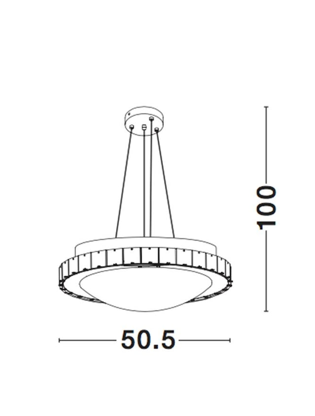 PALERMO Chrome Metal White Glass & K9 Crystal LED E27 4x12 Watt IP20 Bulb Excluded D: 50.5 H: 100 cm