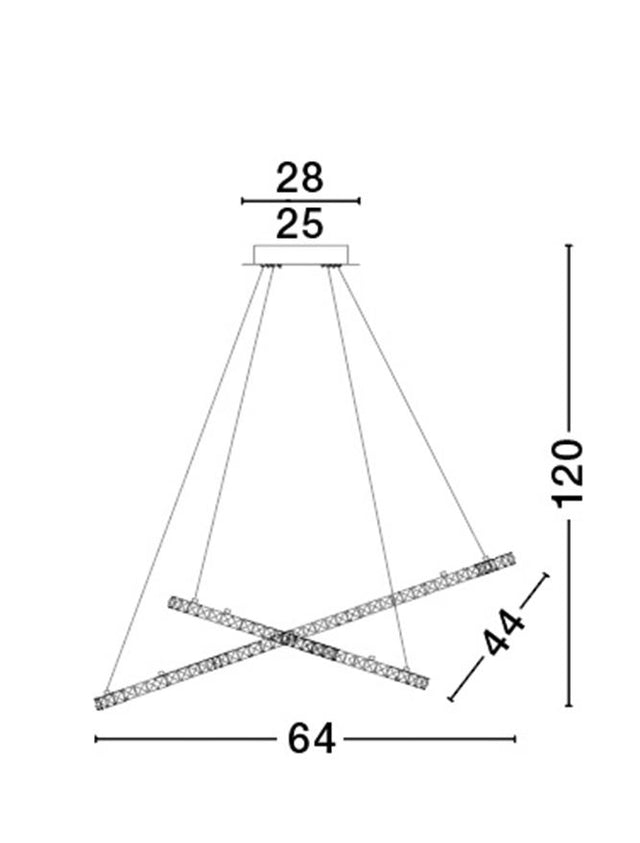 CELINE Chrome Aluminium & Crystal Adjustable LED 40 Watt 2400Lm 3000K IP20 L: 64 W: 44 H: 120 cm