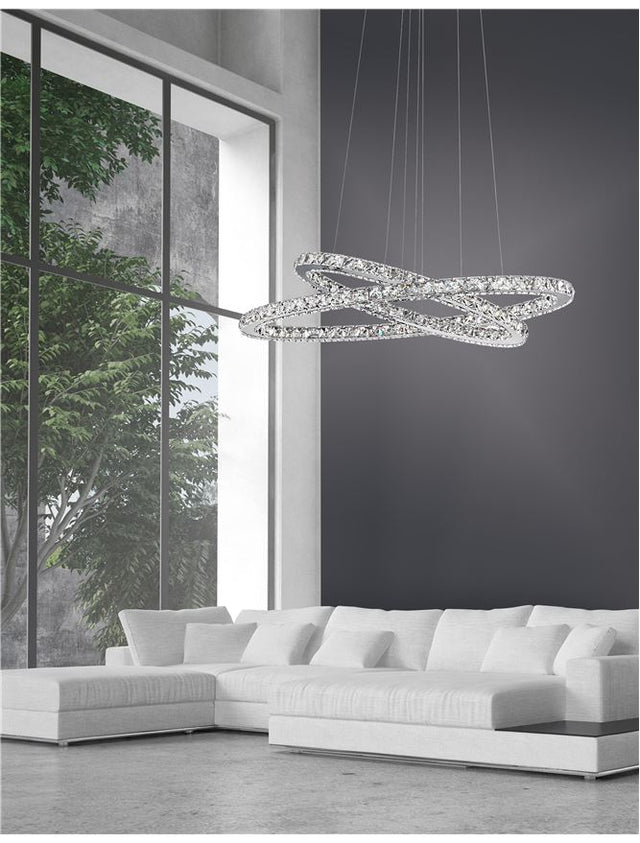 CELINE Chrome Aluminium & Crystal Adjustable LED 52 Watt 3120Lm 3000K IP20 L: 85 W: 42 H: 120 cm