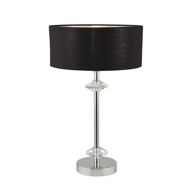 ONTARIO 1LT CHROME TABLE LAMP WITH BLACK SHADE/SILVER INNER