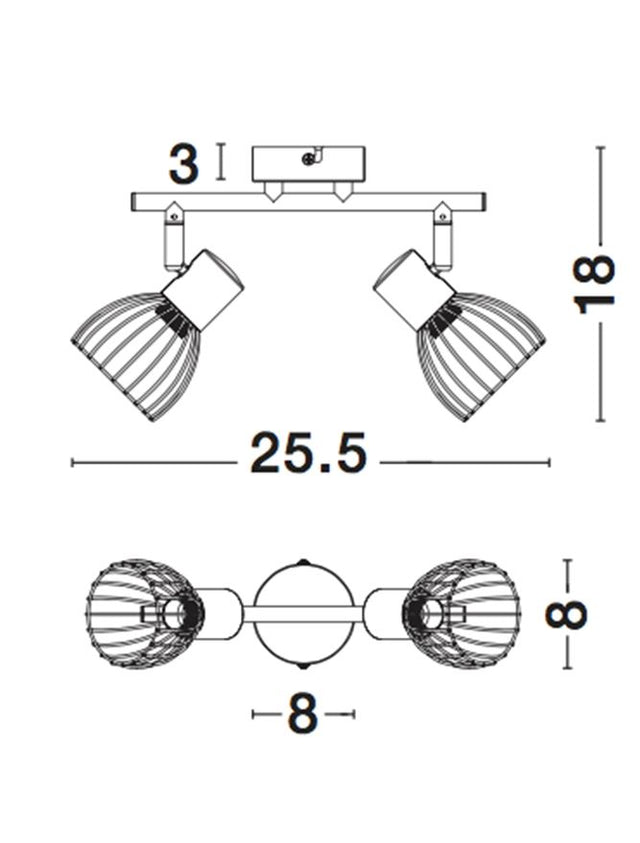 FIUMICINO Matt Black Metal LED E14 2x5 Watt 230 Volt IP20 Bulb excluded L: 25.5 W: 8 H: 18 cm