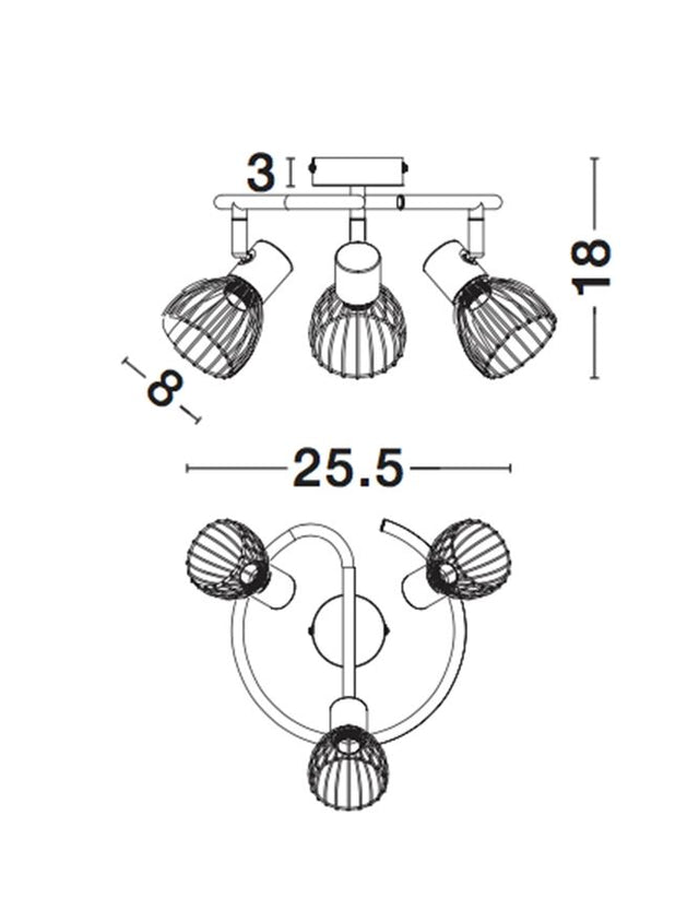 FIUMICINO Matt Black Metal LED E14 3x5 Watt 230 Volt IP20 Bulb excluded D: 25.5 H: 18 cm